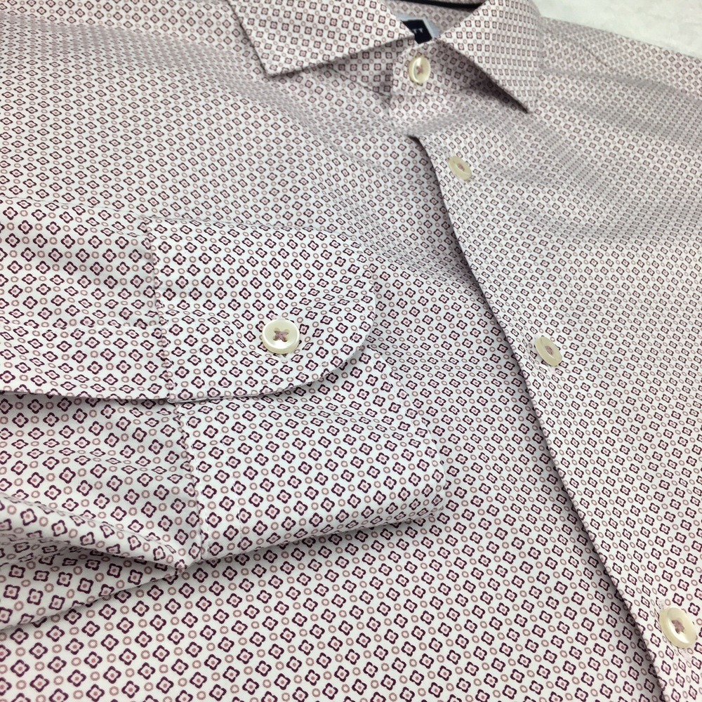Charles Tyrwhitt Dress Shirt Mens XL Burgundy/Pink Print Slim Fit Non Iron - Picture 5 of 10